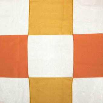 Tela Visillo Organza Cuadros Naranja