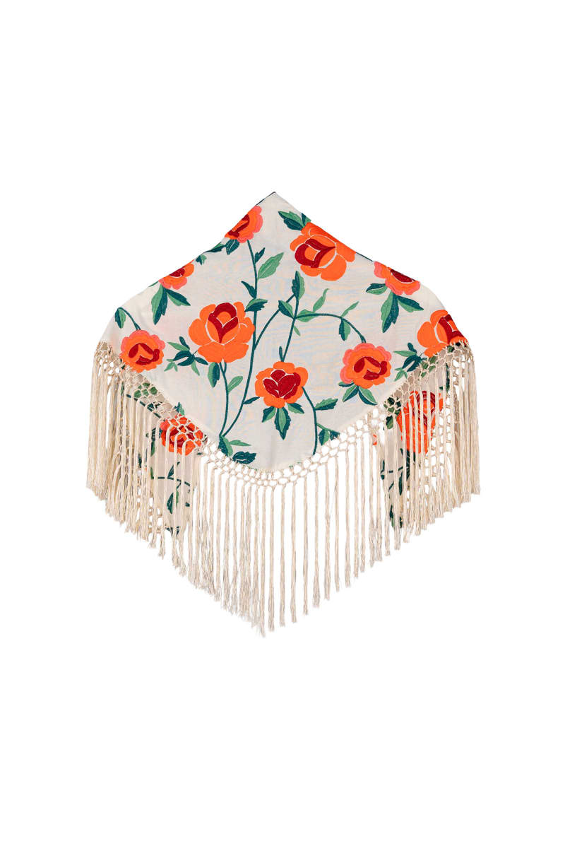 Mantoncillo estampado flor color crema