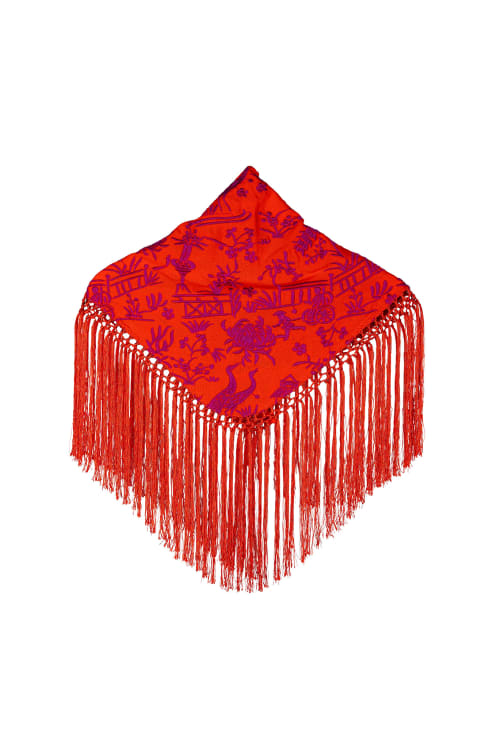 Mantoncillo bordado chinitos color rojo anaranjado 