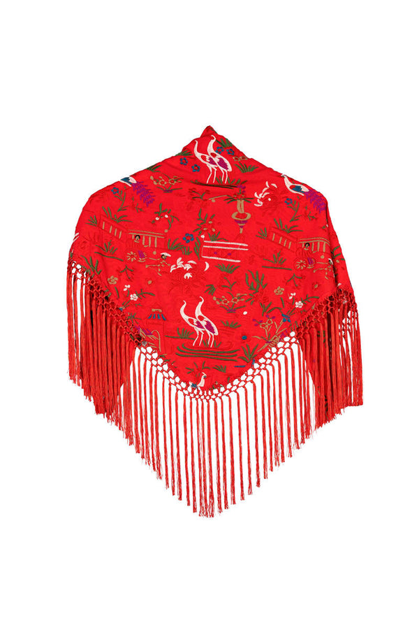 Mantoncillo con estampado chinitos color rojo