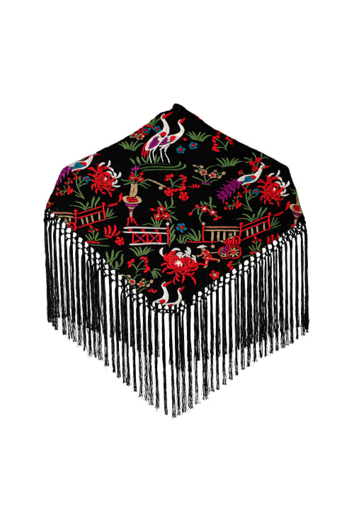 Mantoncillo bordado chinitos color negro multicolor