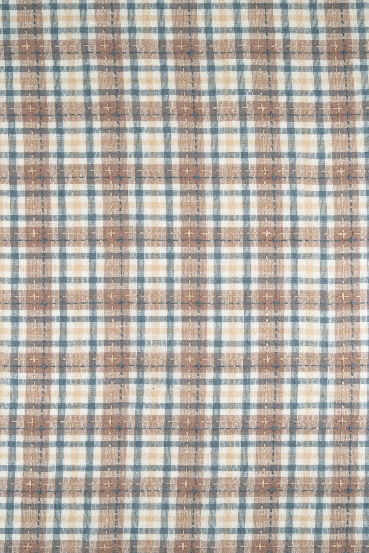 Cuadros pespunte azul caramelo