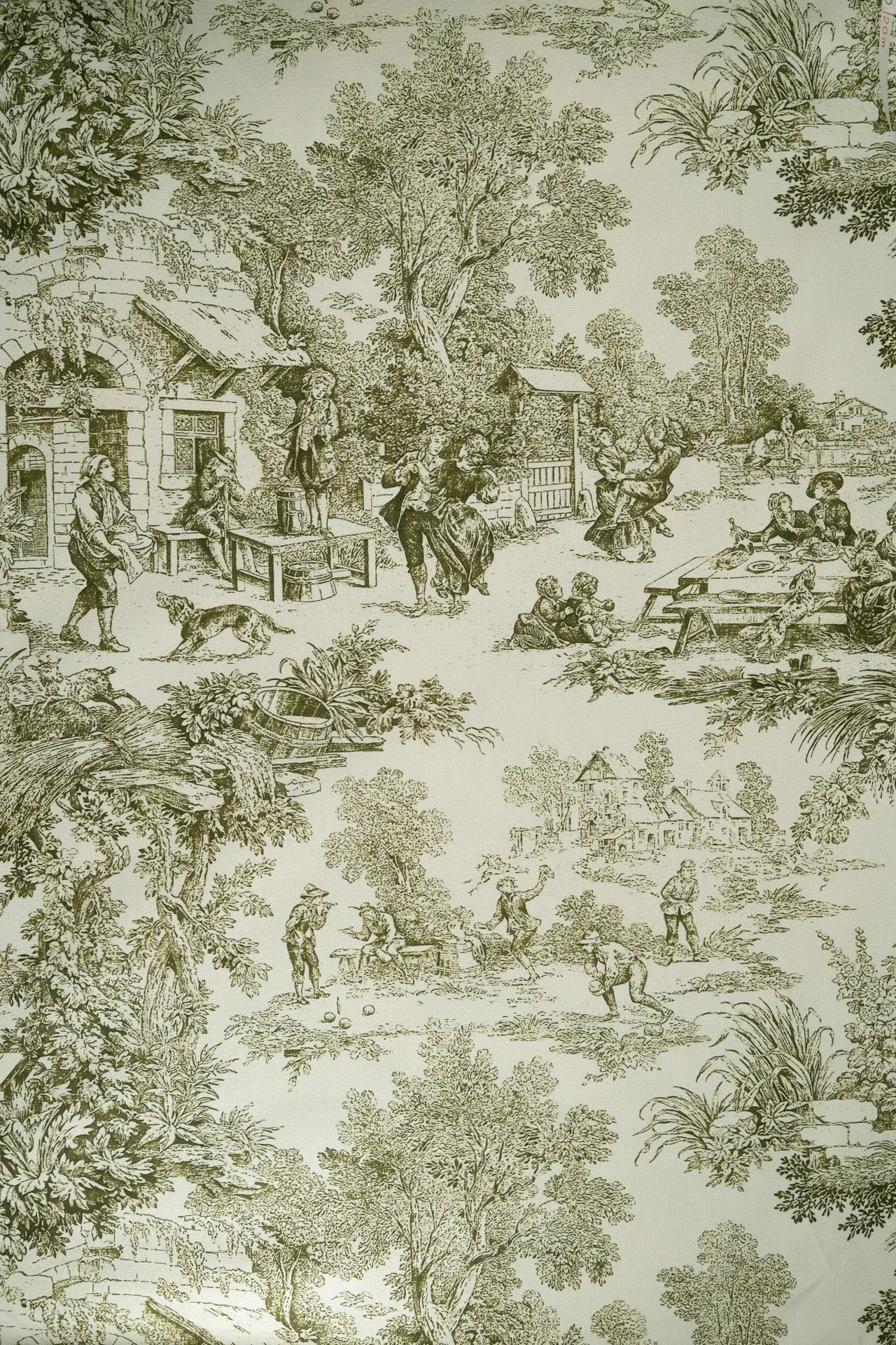 Cortina toile de jouy verde