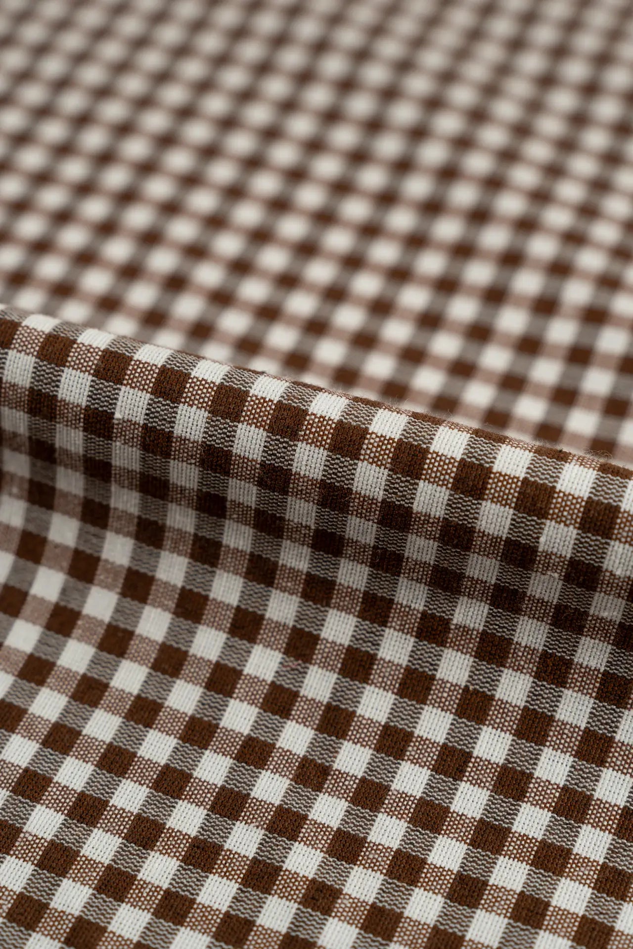Vichy cortinas pequeño marron