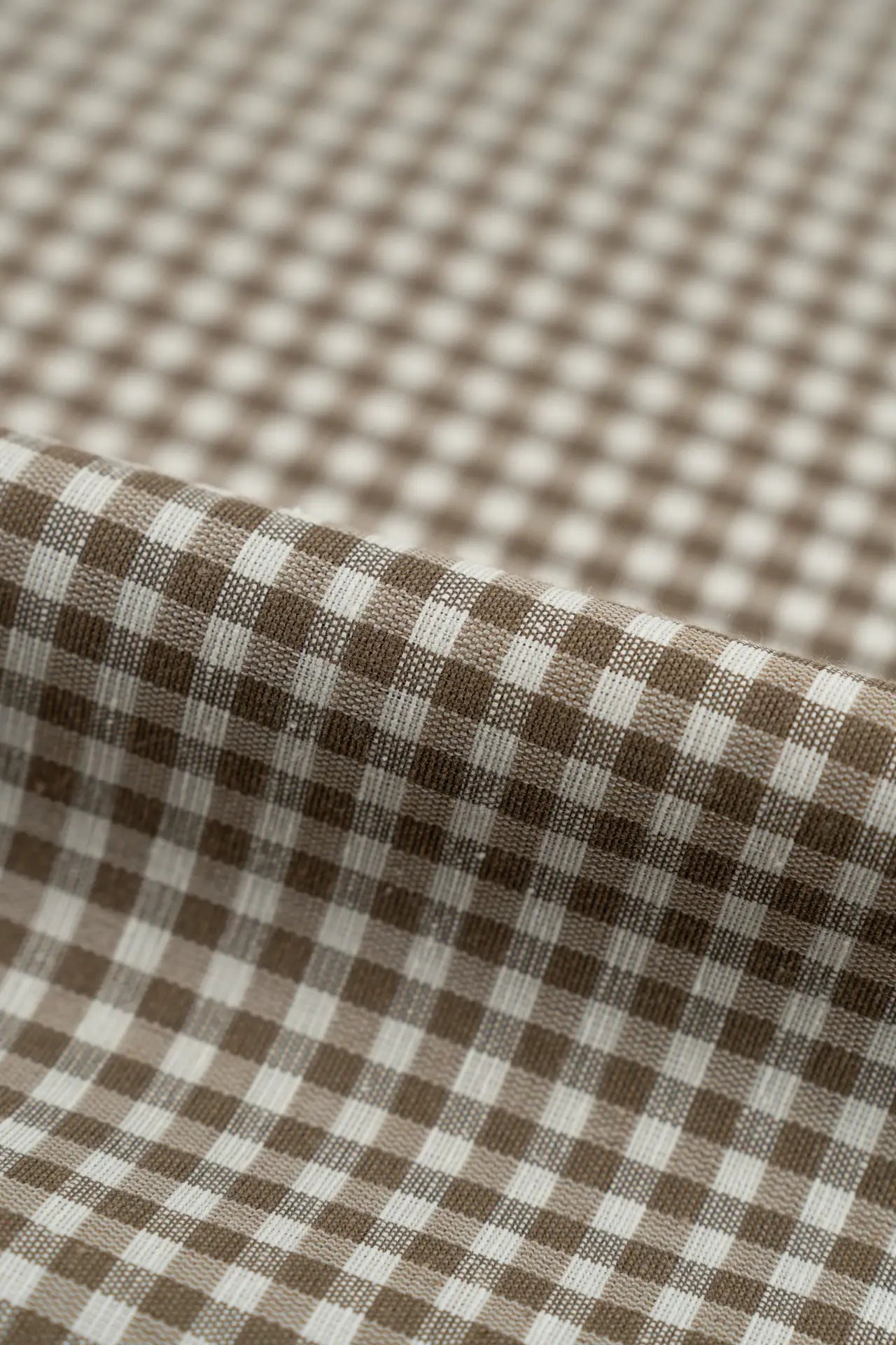 Vichy cortinas pequeño taupe