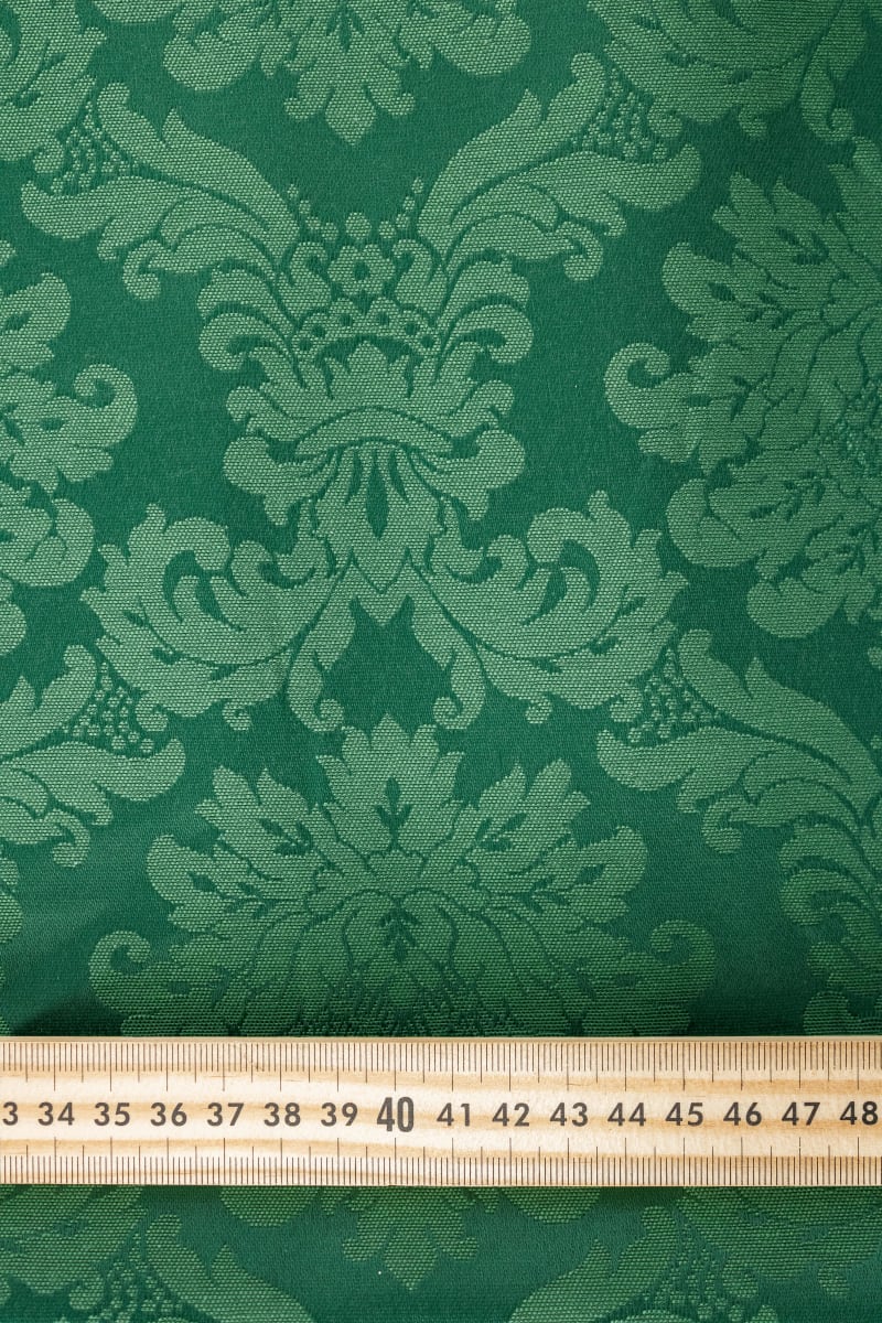 Damasco floral verde botella