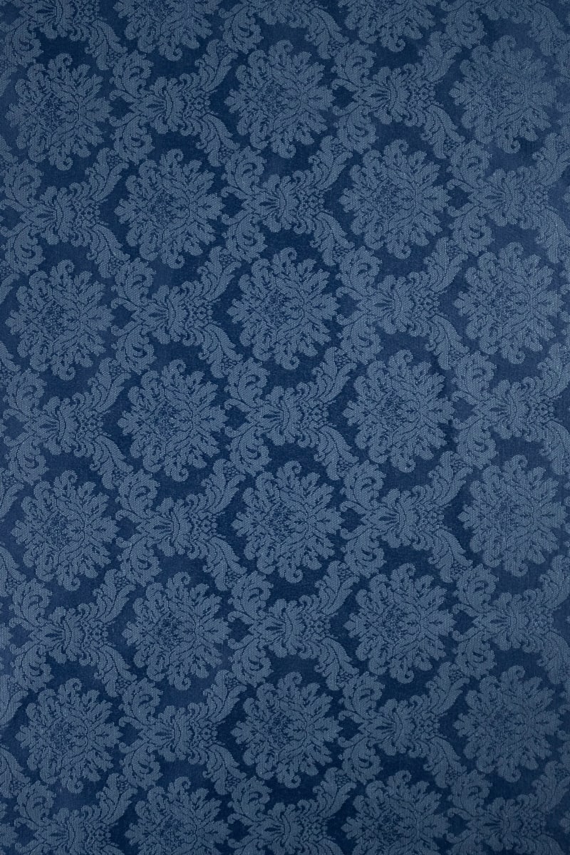 Damasco floral azul marino