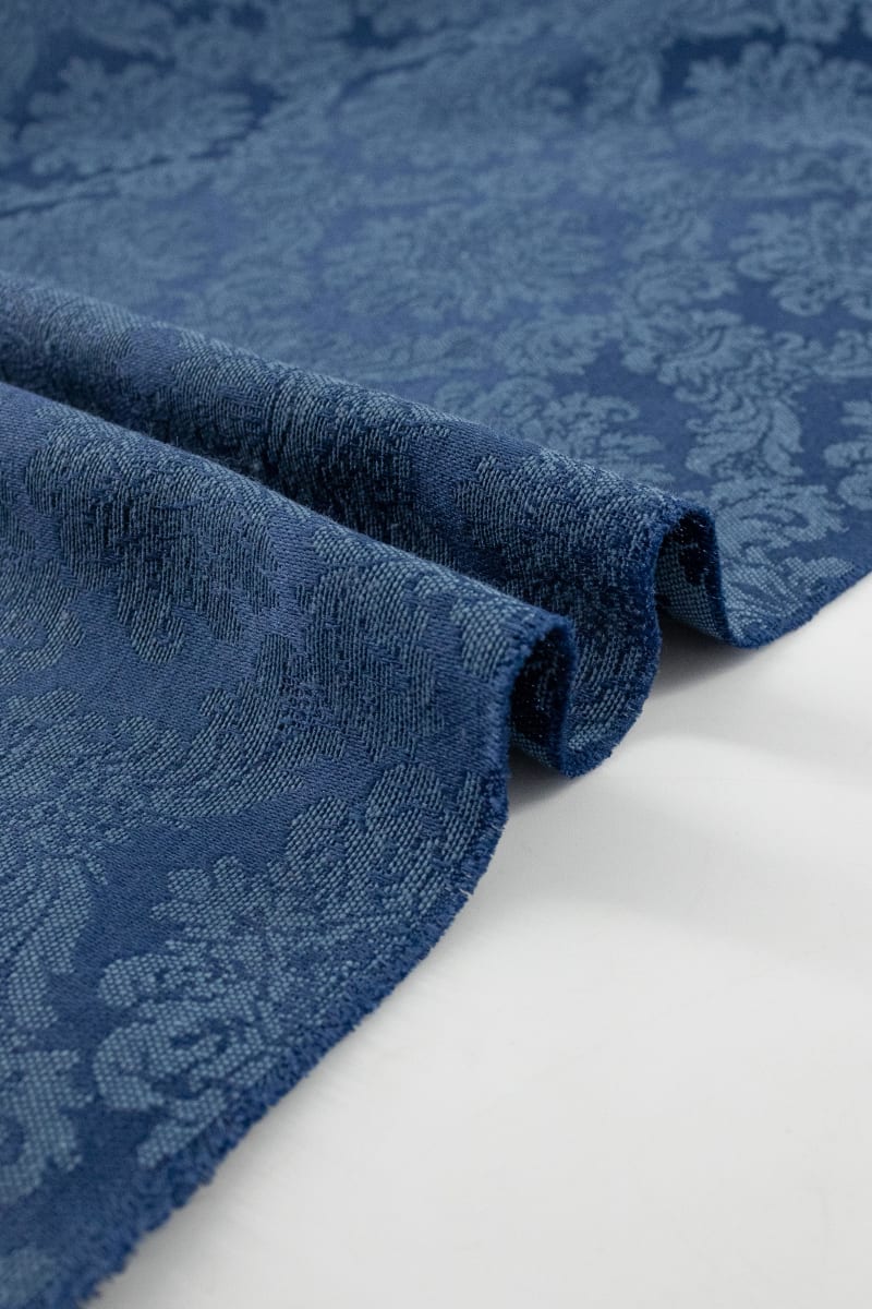 Damasco floral azul marino