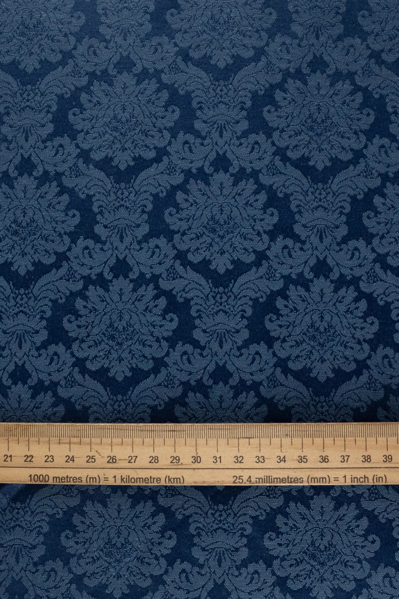 Damasco floral azul marino