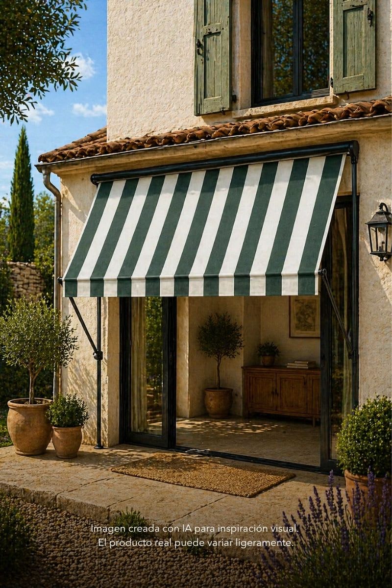 Imagen generada con IA de la tela de lona de exterior sobre un toldo