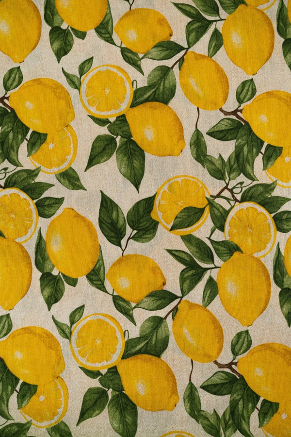 Loneta estampado limones amarillo