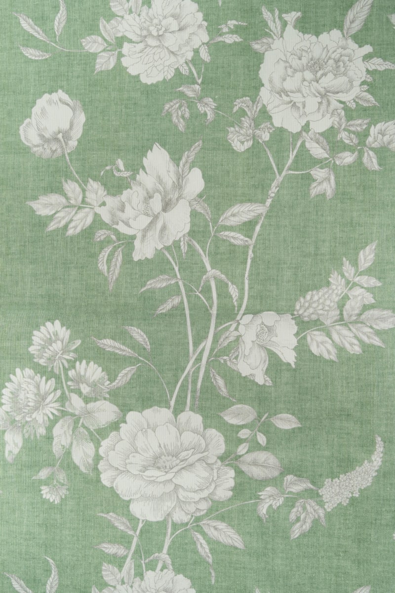 Loneta color verde estampado de flores