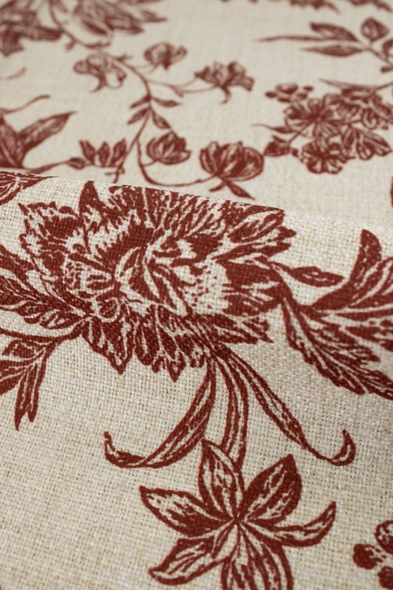 Loneta floral burdeos