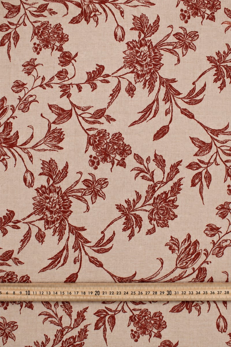 Loneta floral burdeos
