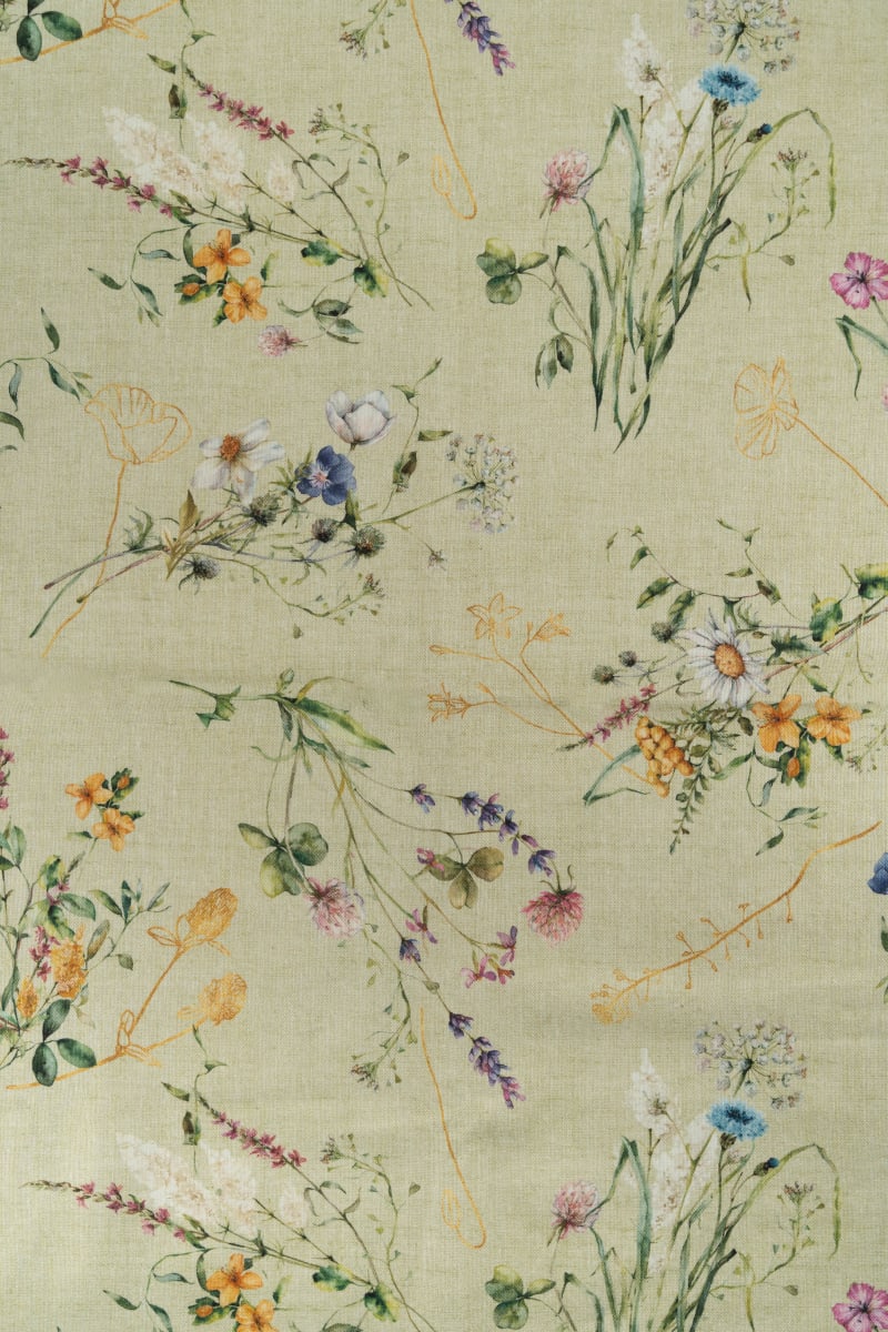 Loneta estampado flores color verde