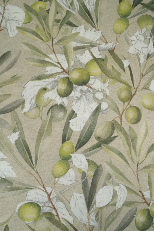 LONETA frutas aceitunas y flores verde claro