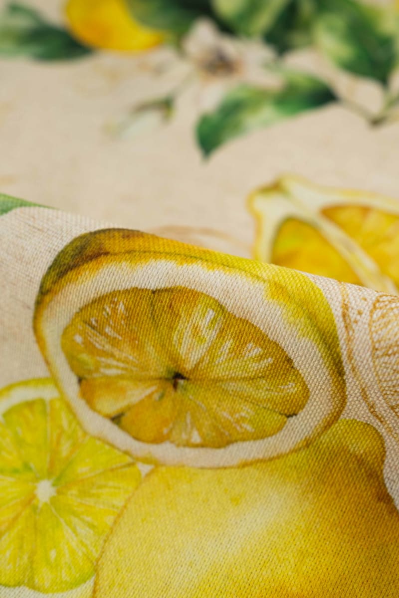 Loneta estampado limones y flores amarillo