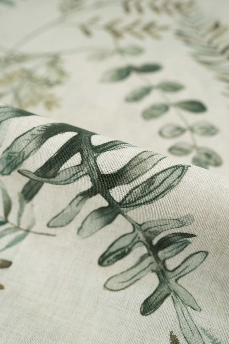 Loneta estampado hojas y helechos beige crudo