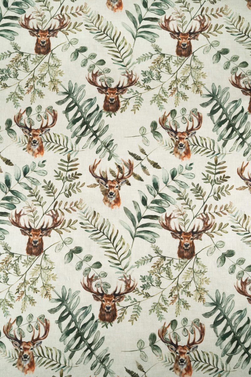 Loneta estampado plumas beige crudo