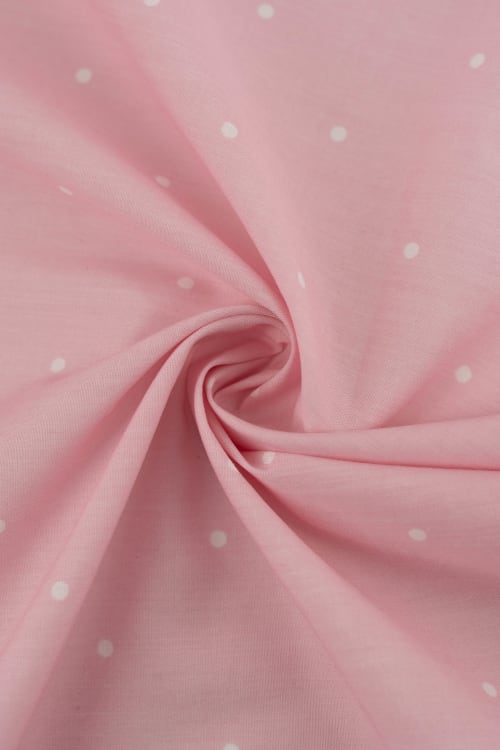 Popelin de lunares de 5mm pequeños color rosa empolvado