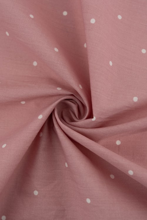 Popelin de lunares  de 5mm color rosa maquillaje
