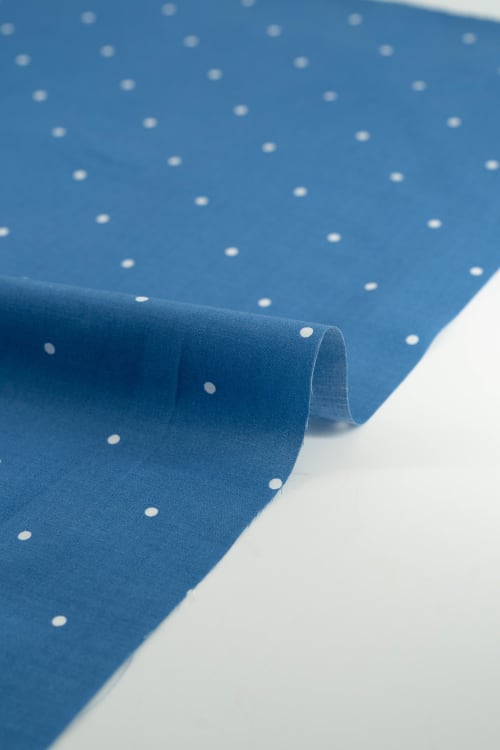 Popelin de lunares  de 5mm  color azul noche