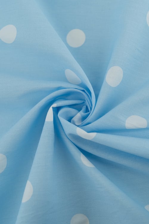 Popelin de lunares de 18mm color azul empolvado