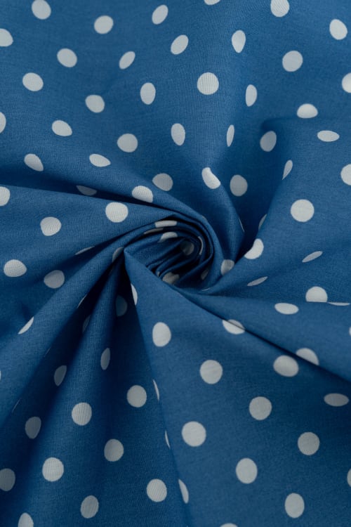 Popelin azul noche con lunar blanco de 8 mm