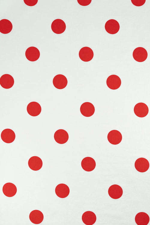 Popelín Blanco con Lunar Rojo 35 mm