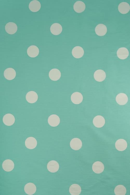 Popelin color verde agua con lunar blanco de 35mm