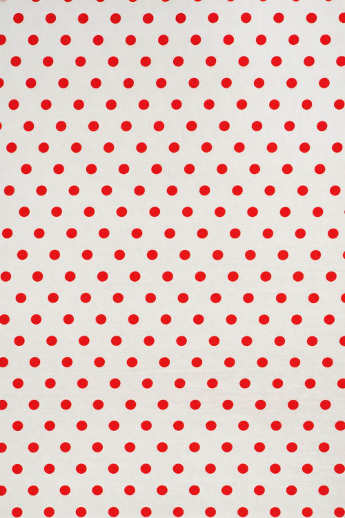 Popelín Blanco con Lunar Rojo 8 mm