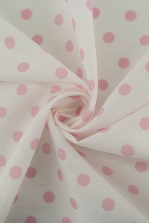 Popelin de lunares rosa con lunar blanco de 8mm