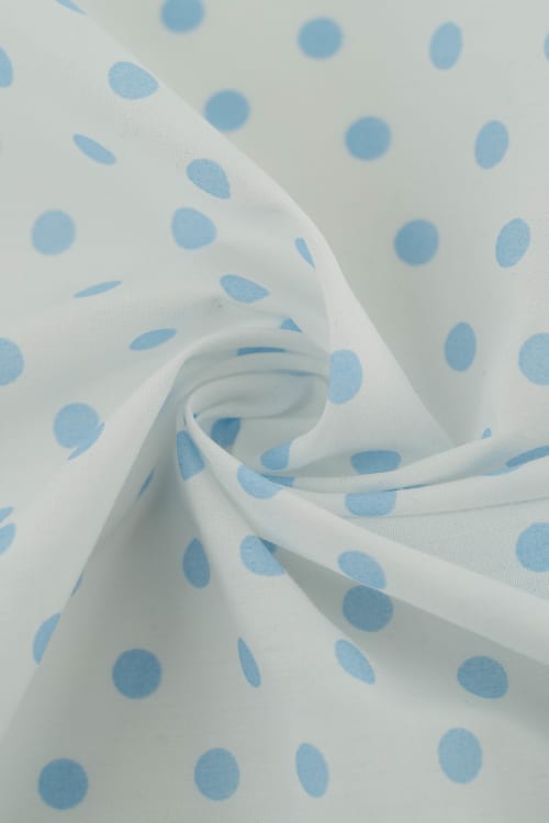Popelin de lunares celeste con lunar blanco de 8mm