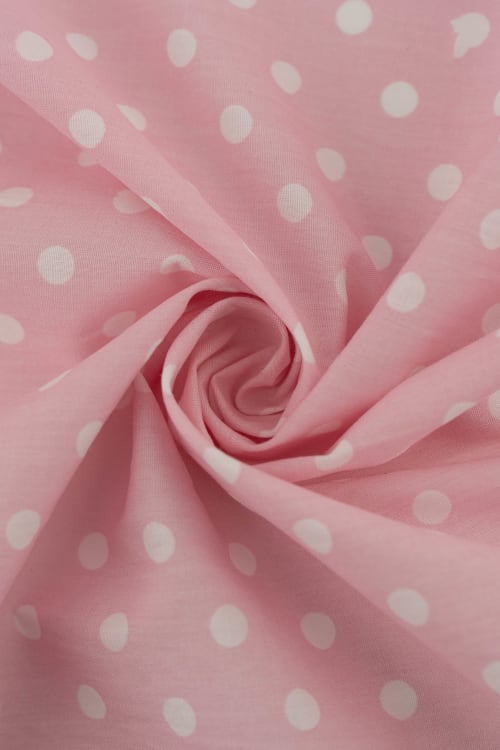 Popelin de lunares rosa con lunar blanco de 8mm