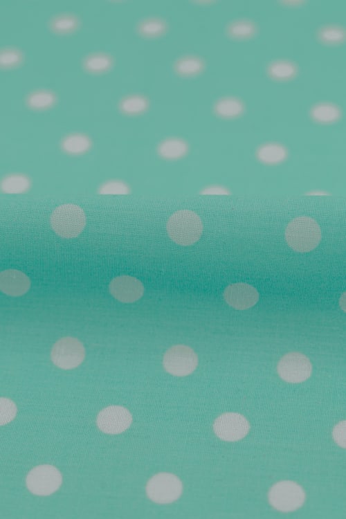 Popelin verde agua con lunar blanco de 8mm