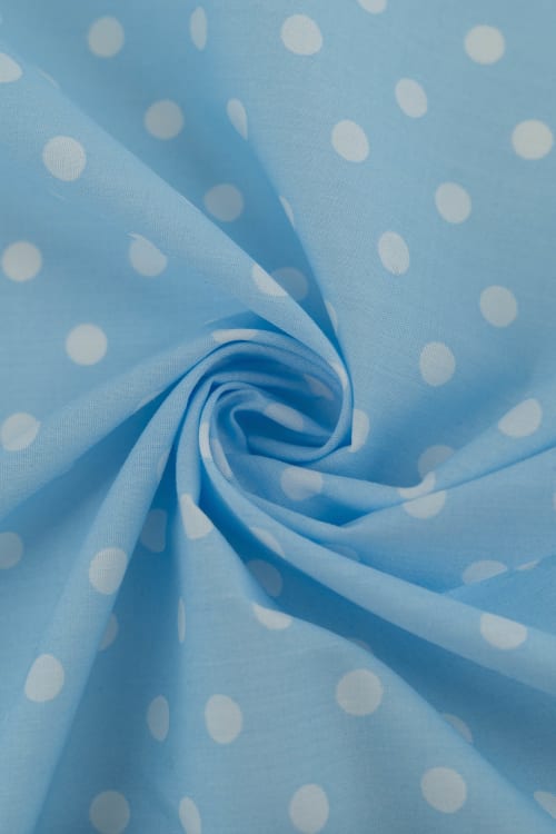 Popelin azul empolvado con lunar blanco de 8mm