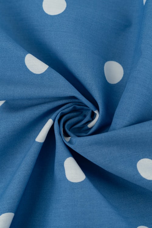 Popelin de lunares de 18mm color azul noche