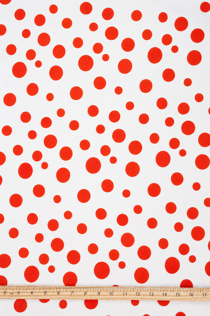 Popelín lunares rojo fuego