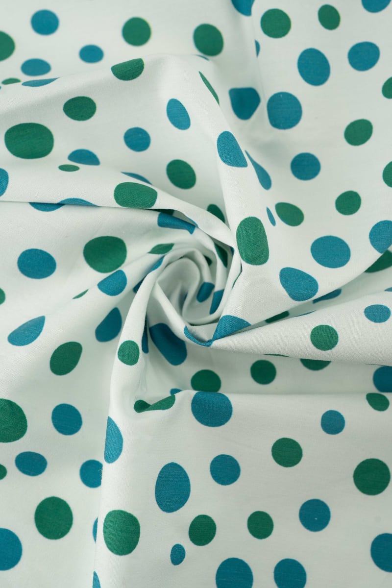 Popelín lunares verde