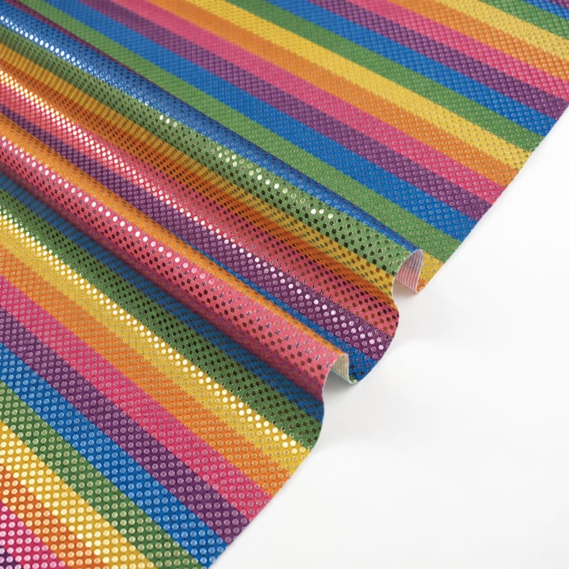 Spandex rayas arcoíris azul eléctrico