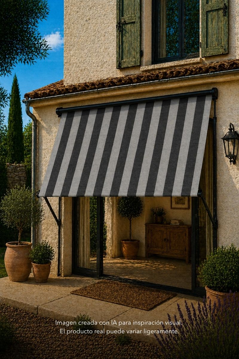 Imagen generada con IA de la tela de lona de exterior sobre un toldo