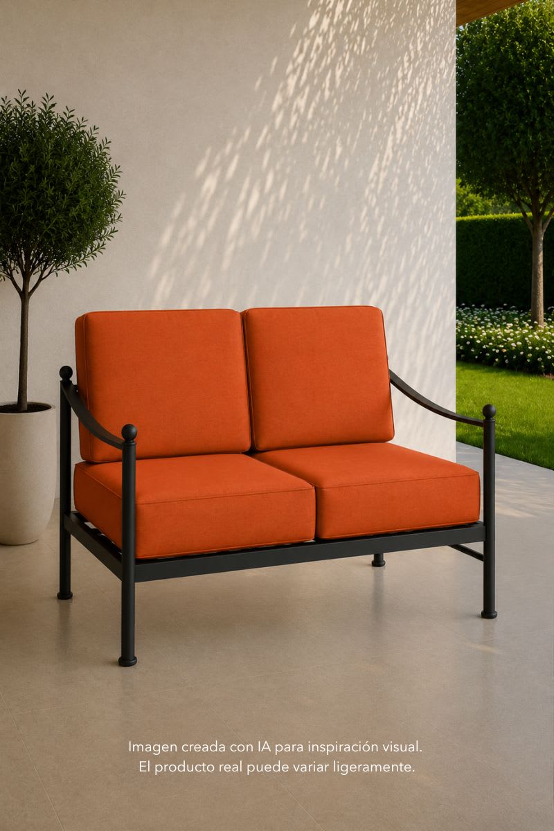 Mockup creado con IA de una tela de lona exterior utilizada en un toldo de porche