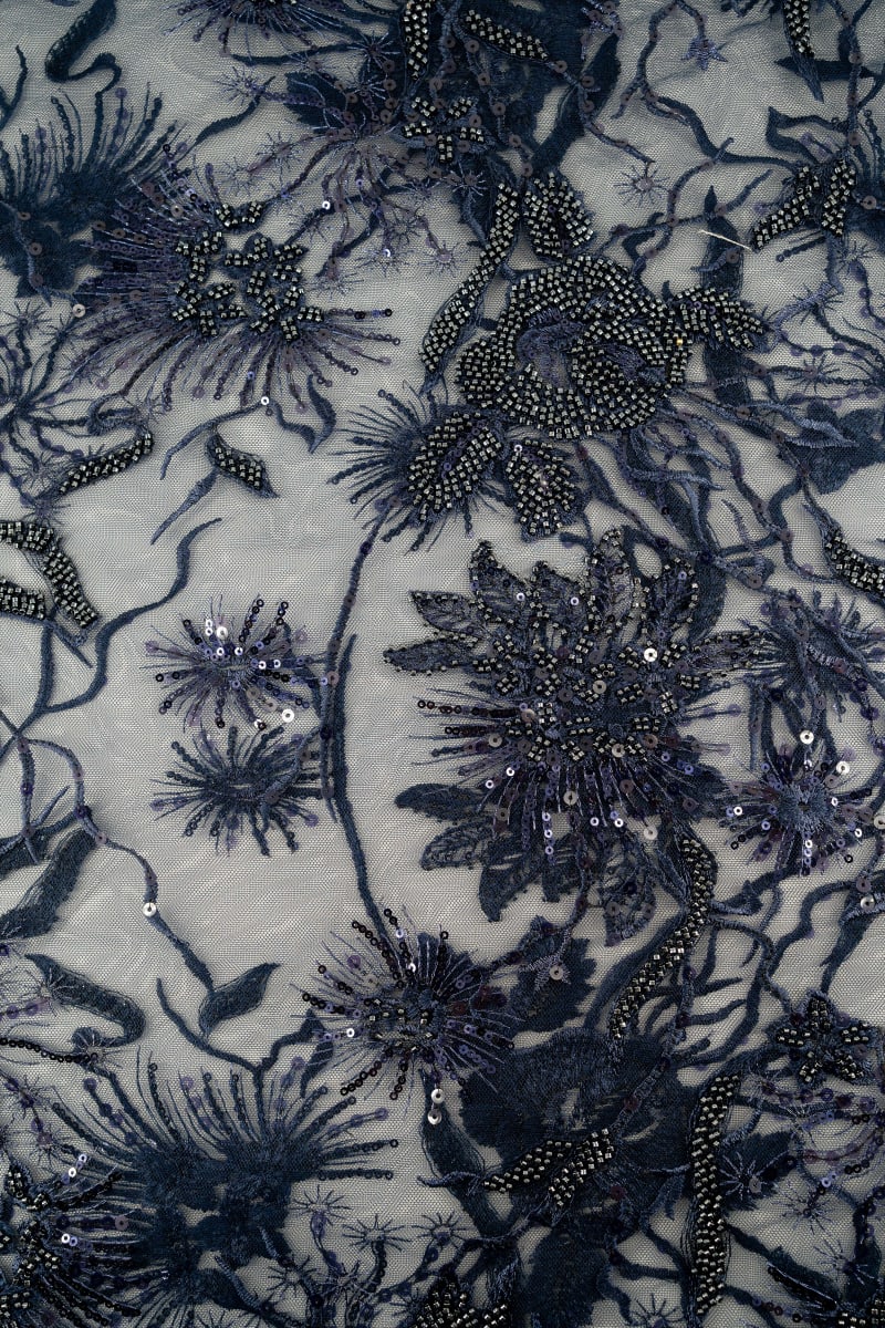 TUL bordado  lentejuelas azul marino