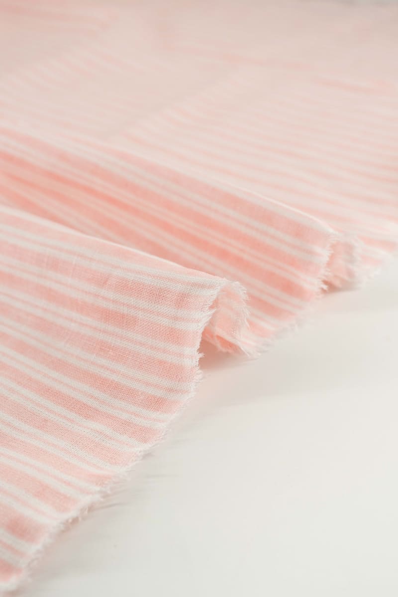 VISCOSA viscosa con lino rayas rosa pastel