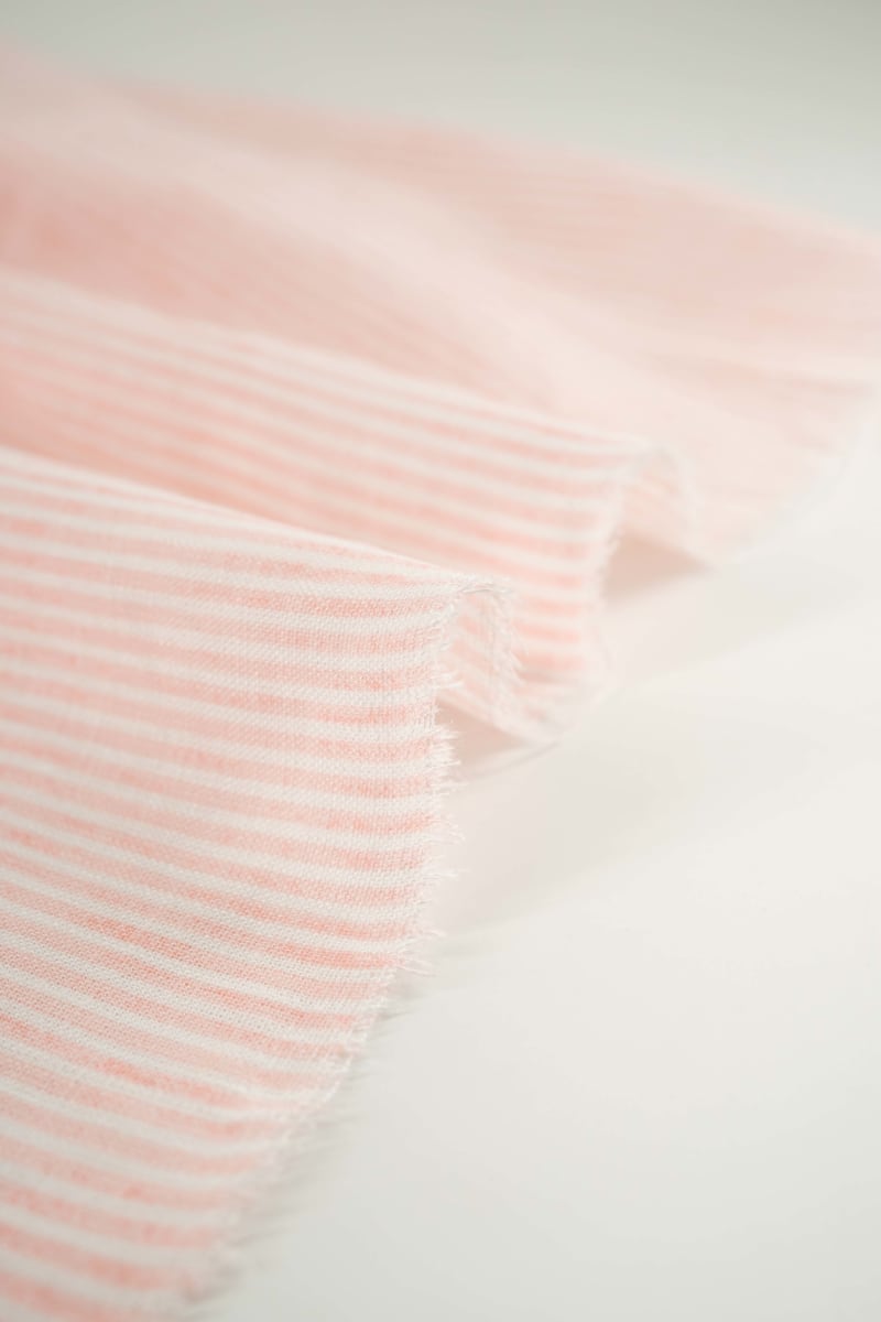 VISCOSA viscosa con lino rayas rosa pastel
