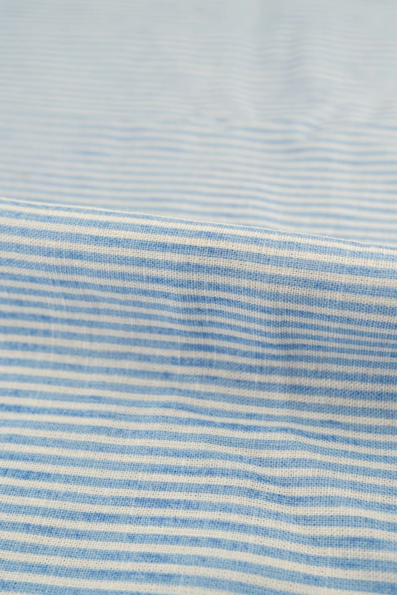 VISCOSA viscosa con lino rayas azul