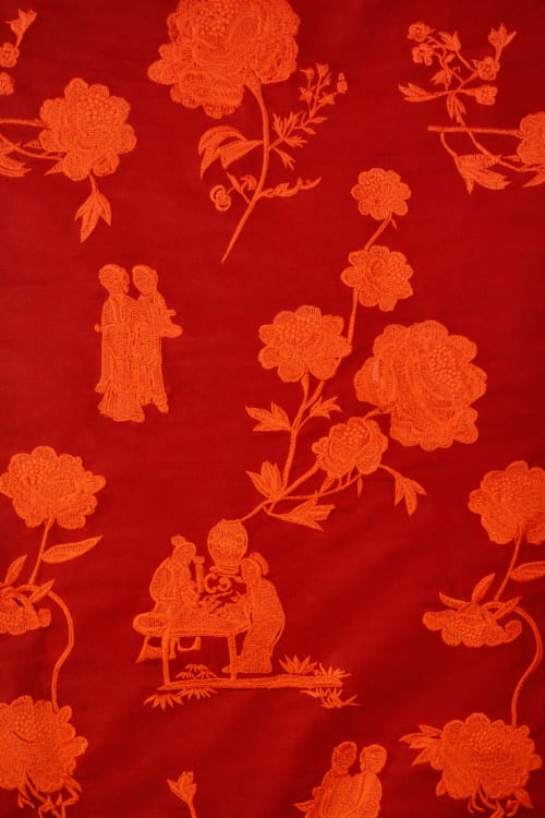 Tela con estampado color rojo