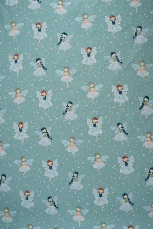 Tejido infantil con estampado de hadas