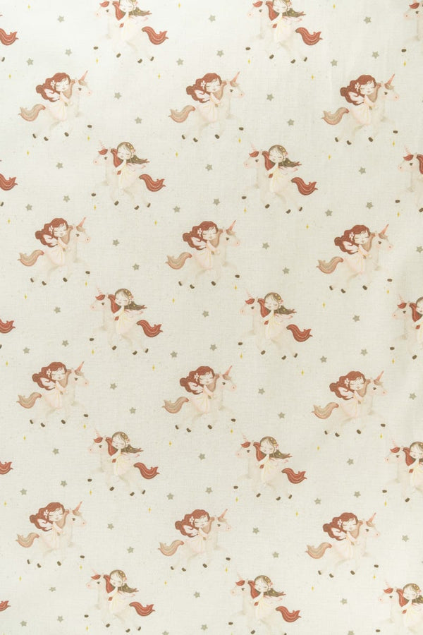 Tejido infantil con estampado de unicornios