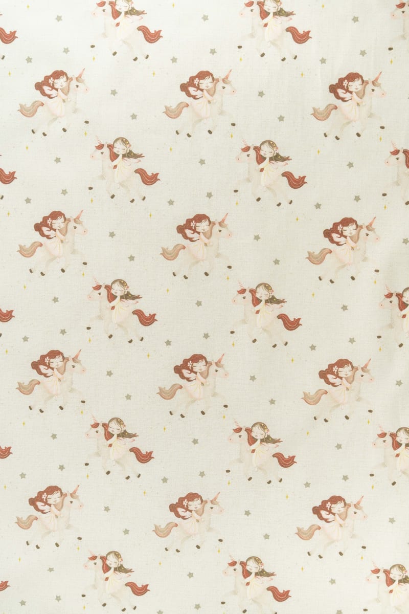 Tejido infantil con estampado de unicornios